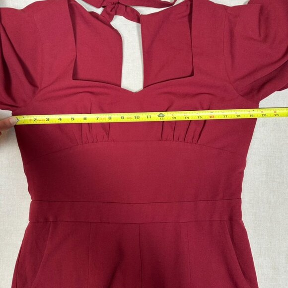 Voodoo Vixen Zoey Wide Leg Jumpsuit Womens XL Maroon Red Holiday Flutter HEMMED - Picture 15 of 16
